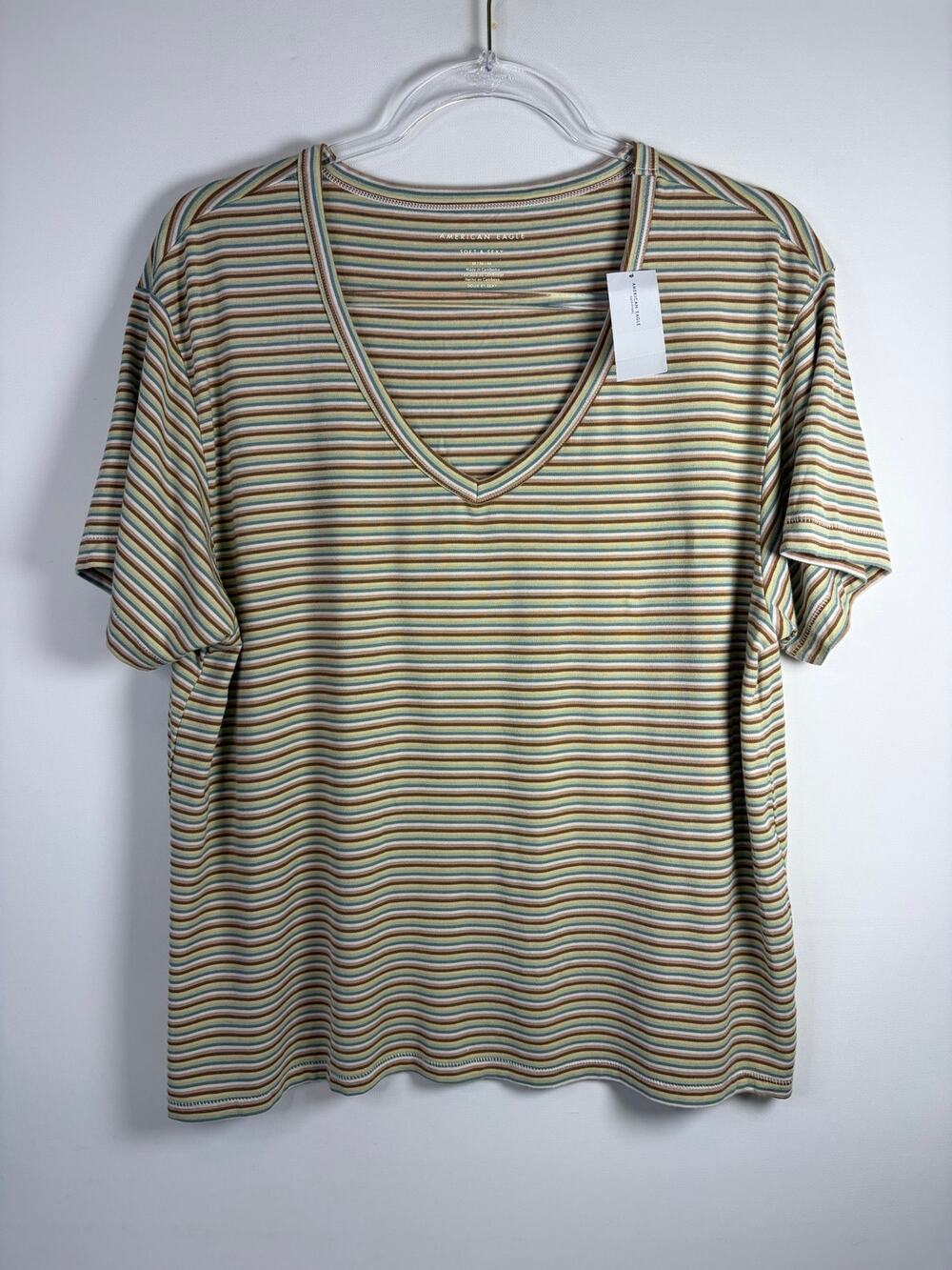 American Eagle Striped Soft & Sexy Modal V-neck T-shirt Size Medium NEW